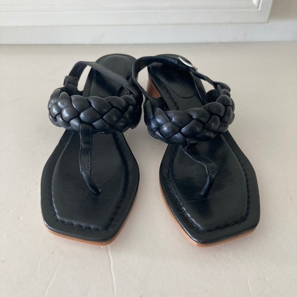 NWOT Bernardo Anthropologie Jasmine Braided Black Leather Heels Sz 7 - Picture 6 of 8